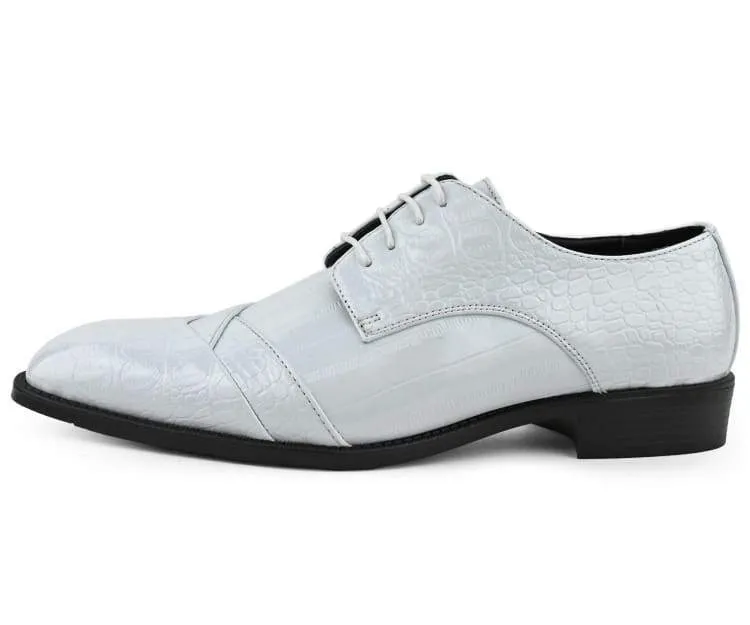 Bolano Bandit White Men's Oxford Croco Dress Shoes