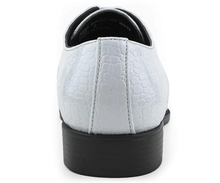 Bolano Bandit White Men's Oxford Croco Dress Shoes