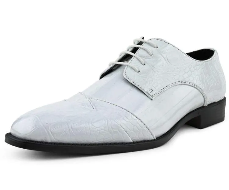 Bolano Bandit White Men's Oxford Croco Dress Shoes