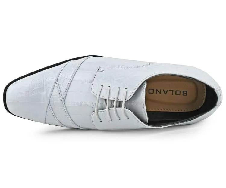 Bolano Bandit White Men's Oxford Croco Dress Shoes