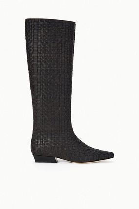 Bold-Look WALLY FLAT BOOT | ESPRESSO WOVEN LEATHER Stretch Fabric Weekend Trip WALLY FLAT BOOT | ESPRESSO WOVEN LEATHER