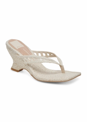 Boosted comfort Nullah Wedges - Oatmeal Raffia Bold Design Ankle Collar Padding Nullah Wedges - Oatmeal Raffia