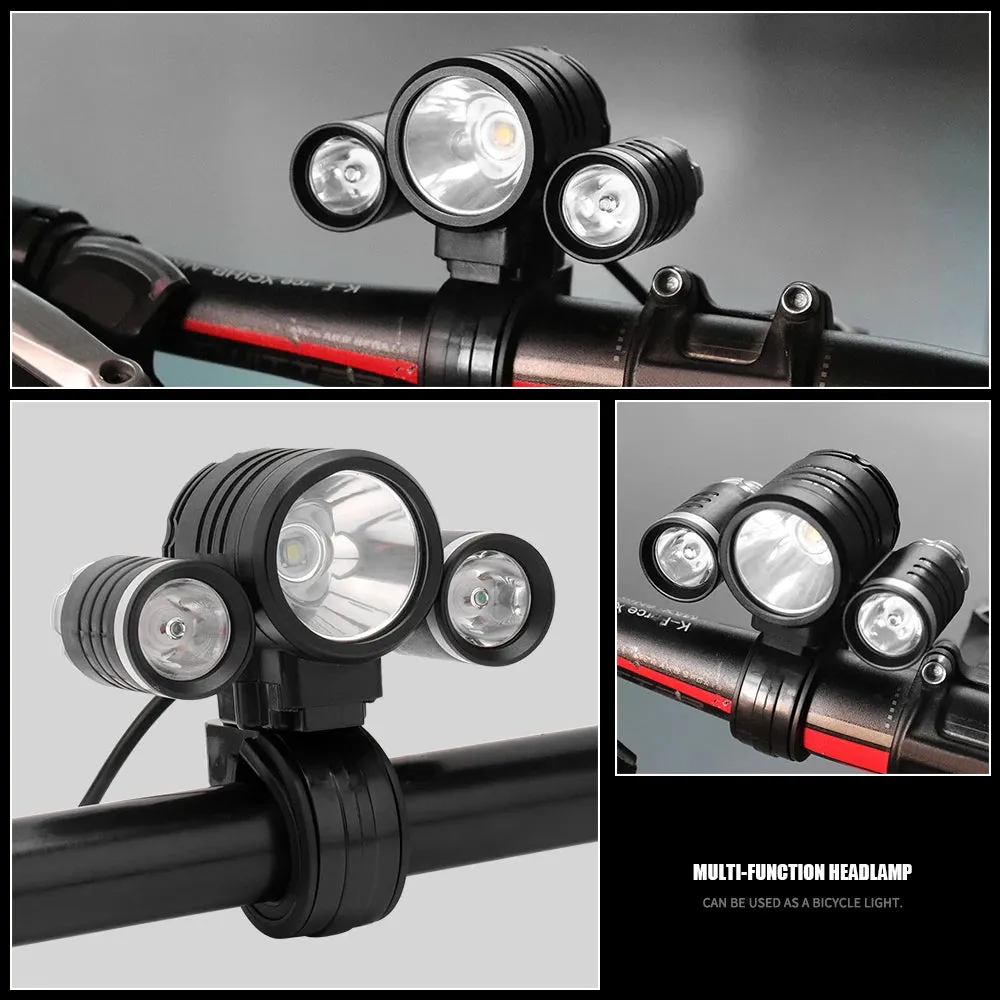 BORUiT 2000LM Super Bright LED Headlamp USB Rechargeable Headlight  Fishing Camping Lamp Waterproof Green Work Head Flashlight