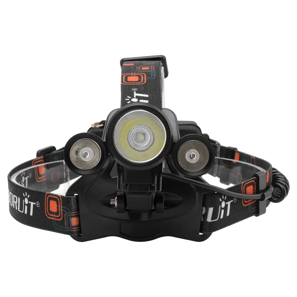 BORUiT 2000LM Super Bright LED Headlamp USB Rechargeable Headlight  Fishing Camping Lamp Waterproof Green Work Head Flashlight