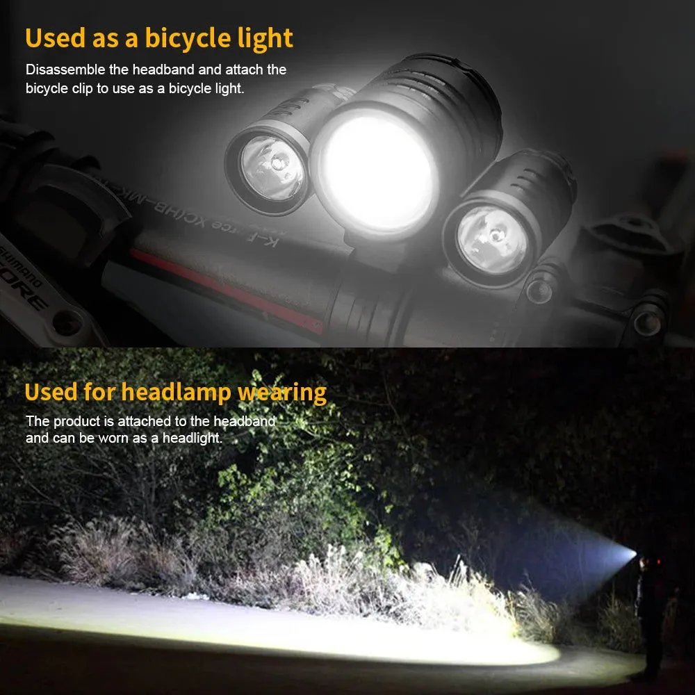 BORUiT 2000LM Super Bright LED Headlamp USB Rechargeable Headlight  Fishing Camping Lamp Waterproof Green Work Head Flashlight