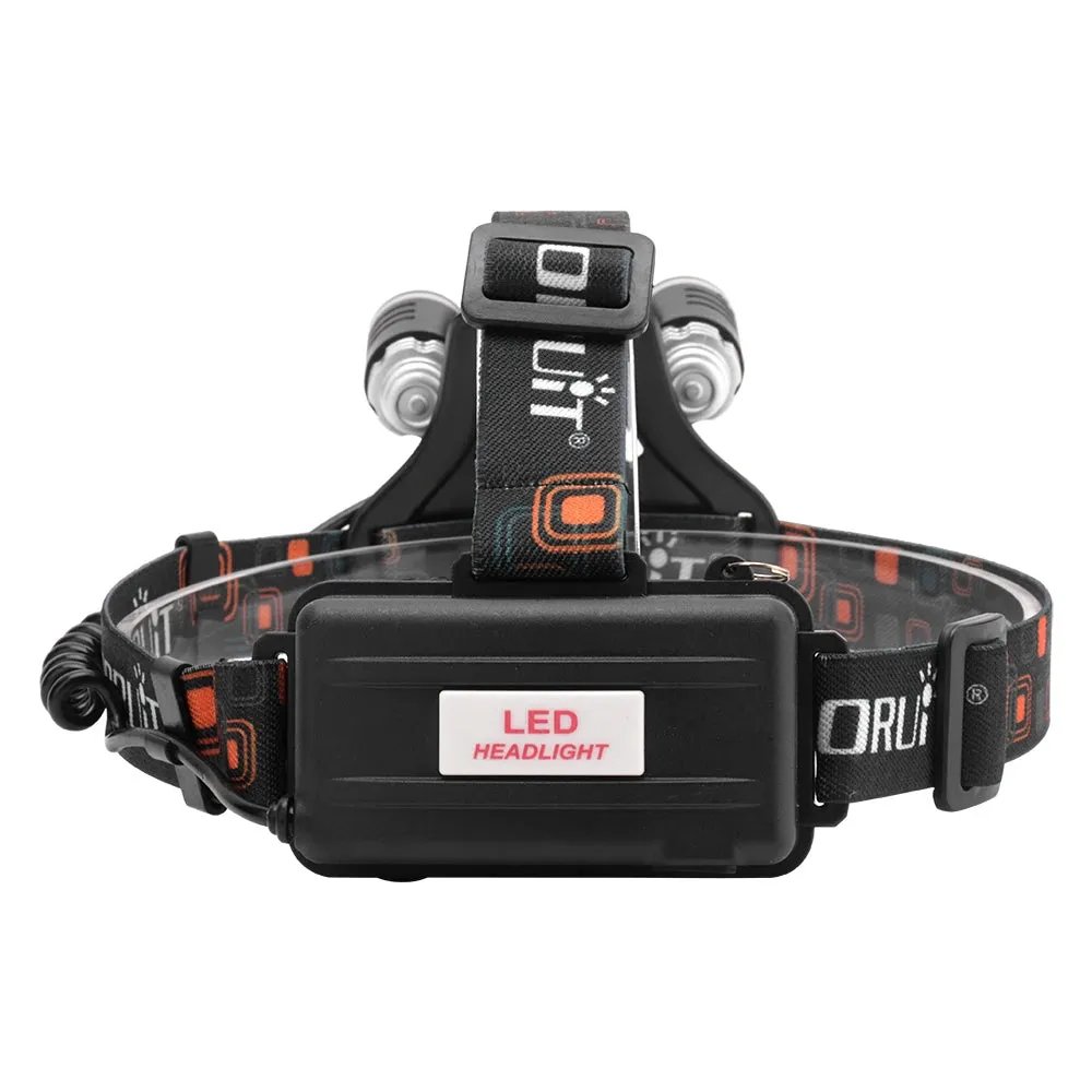 BORUiT 2000LM Super Bright LED Headlamp USB Rechargeable Headlight  Fishing Camping Lamp Waterproof Green Work Head Flashlight