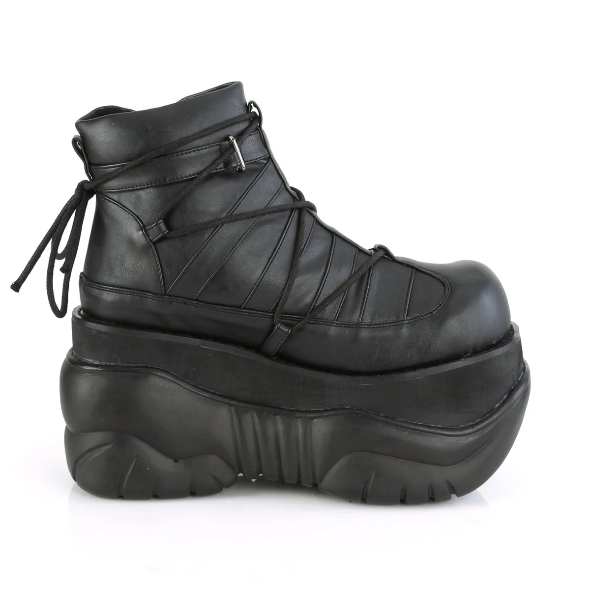 BOXER-13 DemoniaCult Black Vegan Leather Sexy Unisex Platform Shoes & Boots (Alternative Footwear)