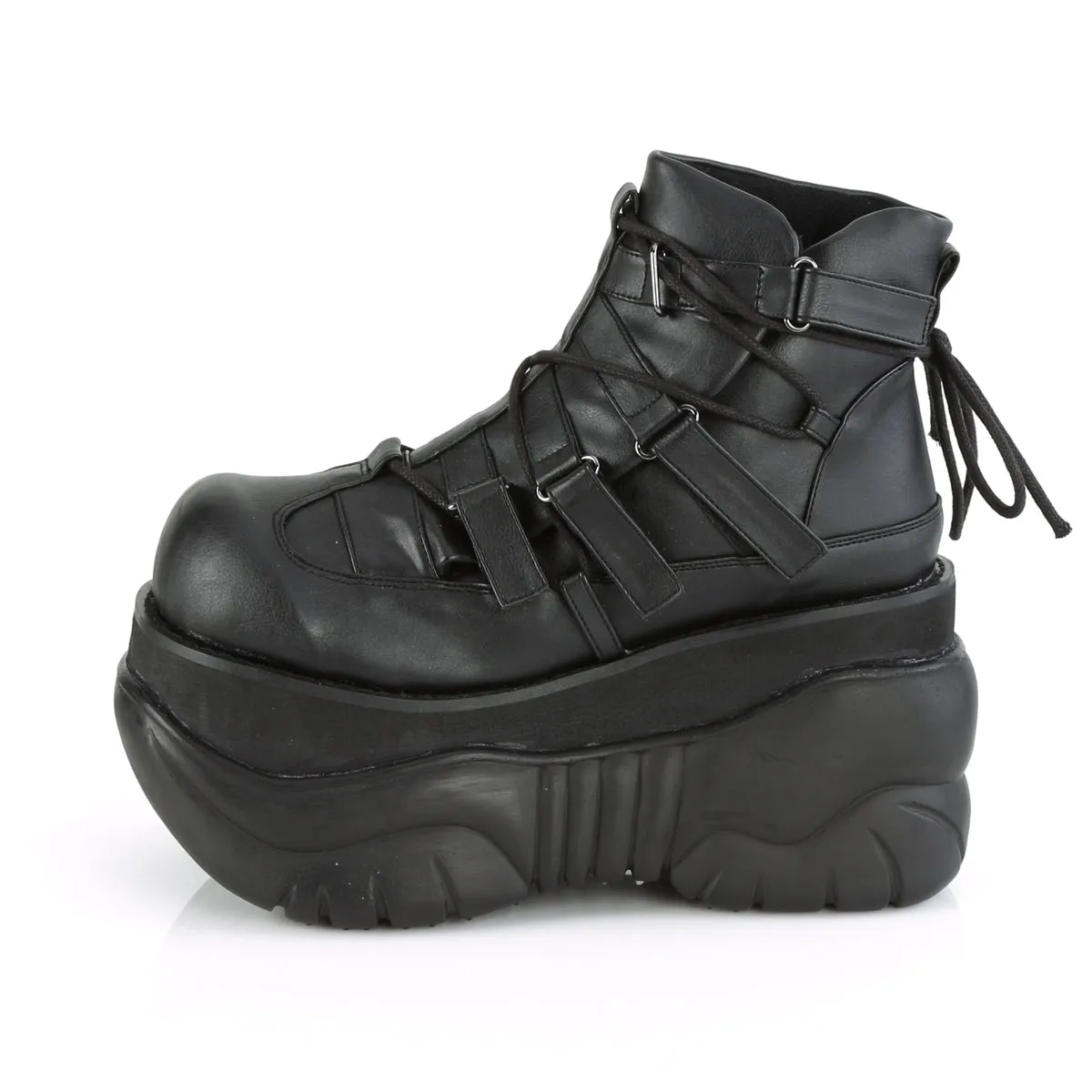 BOXER-13 DemoniaCult Black Vegan Leather Sexy Unisex Platform Shoes & Boots (Alternative Footwear)