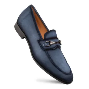 Sophisticated Look Bracco Suede Ornament Loafer-Blue | Mezlan