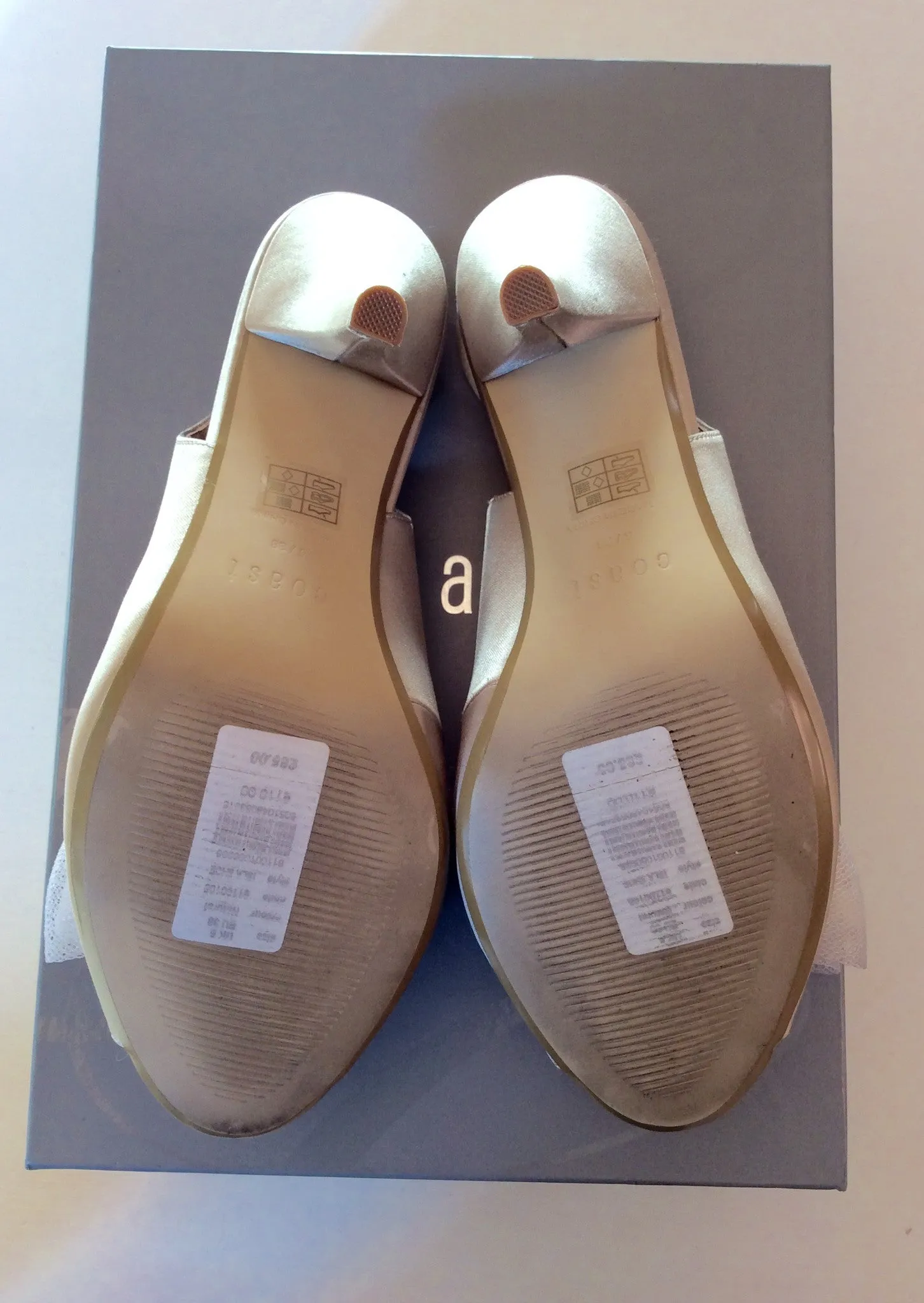 Brand New Coast Isla Natural Satin Peeptoe Slingback Heels Size 5/38