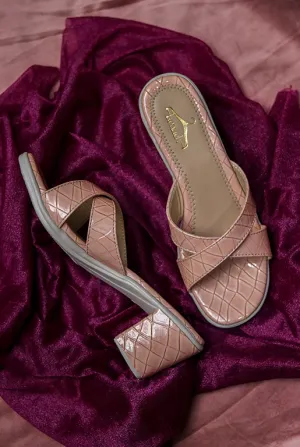 Brauch Women's Pink Croc Patterned Heels