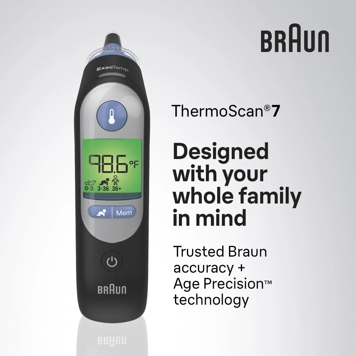 Braun ThermoScan 7 Ear Thermometer, IRT6520BUS, Black