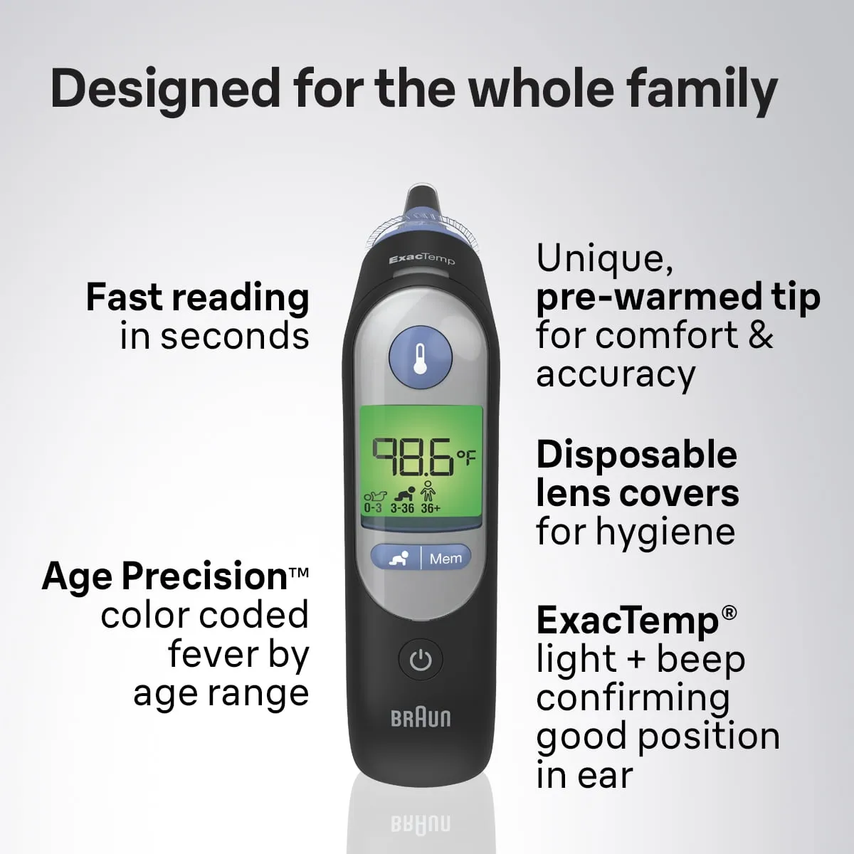 Braun ThermoScan 7 Ear Thermometer, IRT6520BUS, Black