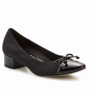 Bridal Stilettos Hollis Pump: Black Micro Fabric and Patent Leather I Walking Cradle Hollis Pump: Black Micro Fabric and Patent Leather I Walking Cradle Gentle Finish