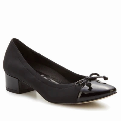 Hollis Pump: Black Micro Fabric and Patent Leather I Walking Cradle Ventilated Design