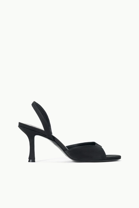 BRIGITTE HEEL | BLACK SATIN Climb-Ready Comfort toe Dry Base BRIGITTE HEEL | BLACK SATIN