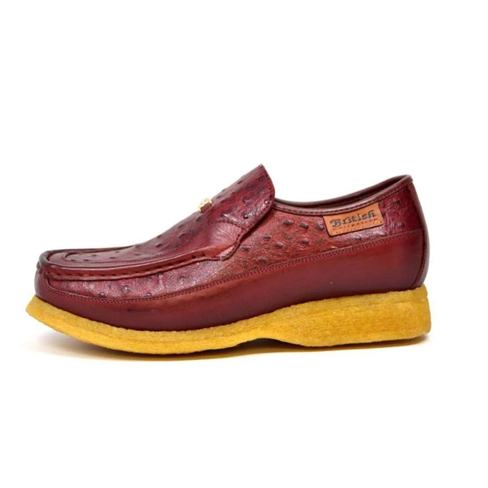 British Walkers Power 2 Men's Burgundy Ostrich Leather Custom Crepe Sole Shoes