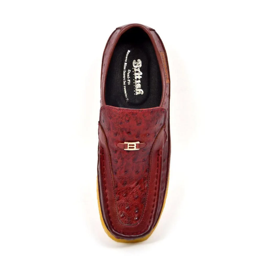 British Walkers Power 2 Men's Burgundy Ostrich Leather Custom Crepe Sole Shoes