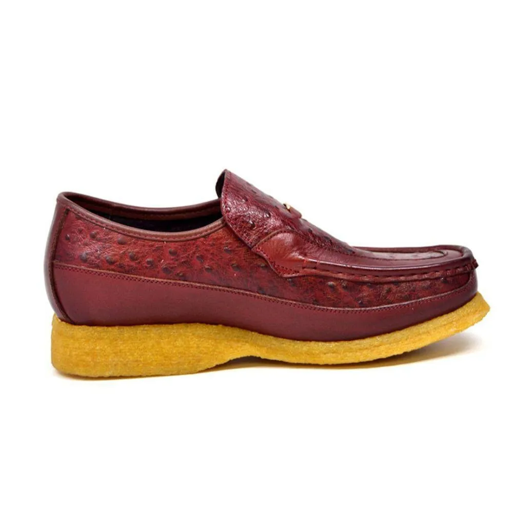 British Walkers Power 2 Men's Burgundy Ostrich Leather Custom Crepe Sole Shoes