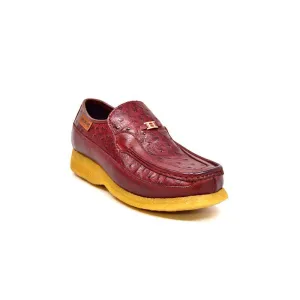 British Walkers Power 2 Men's Burgundy Ostrich Leather Custom Crepe Sole Shoes