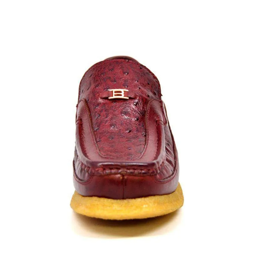 British Walkers Power 2 Men's Burgundy Ostrich Leather Custom Crepe Sole Shoes