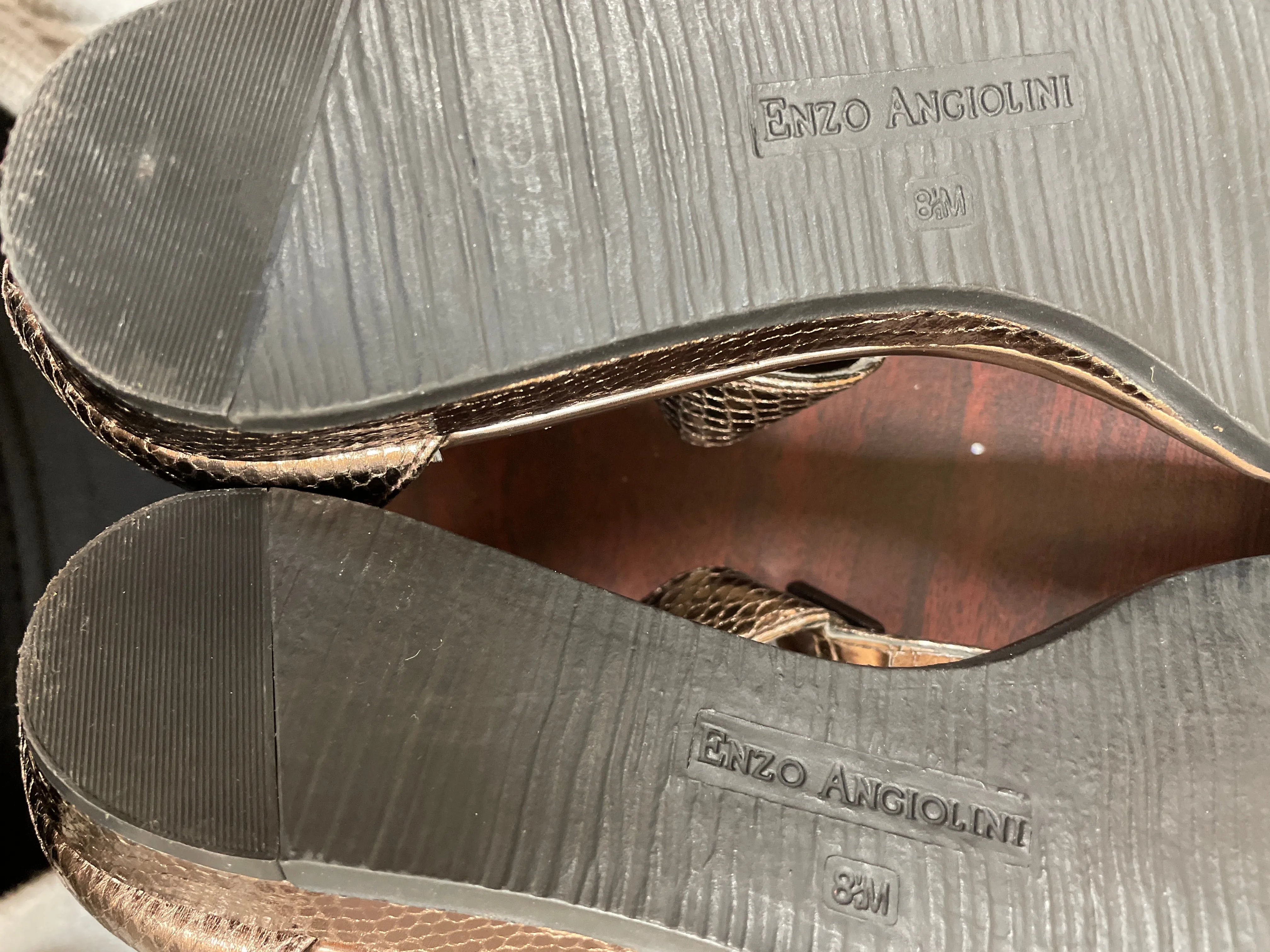 Bronze Sandals Heels Wedge By Enzo Angiolini, Size: 8.5