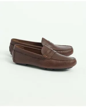 Brooks Brothers Men's Pebbled Leather Driving Moccasins Shoes Brown