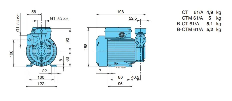 Calpeda PECO-CTM 0.33kW Peripheral Pump with Pressure Control/Pressure Tank (Max 40LPM/400kPa)