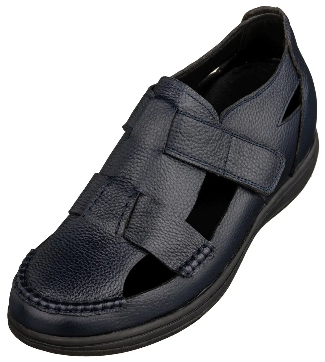CALTO - K2663 - 3.2 Inches Taller (Navy Blue) - Casual Fisherman Sandal