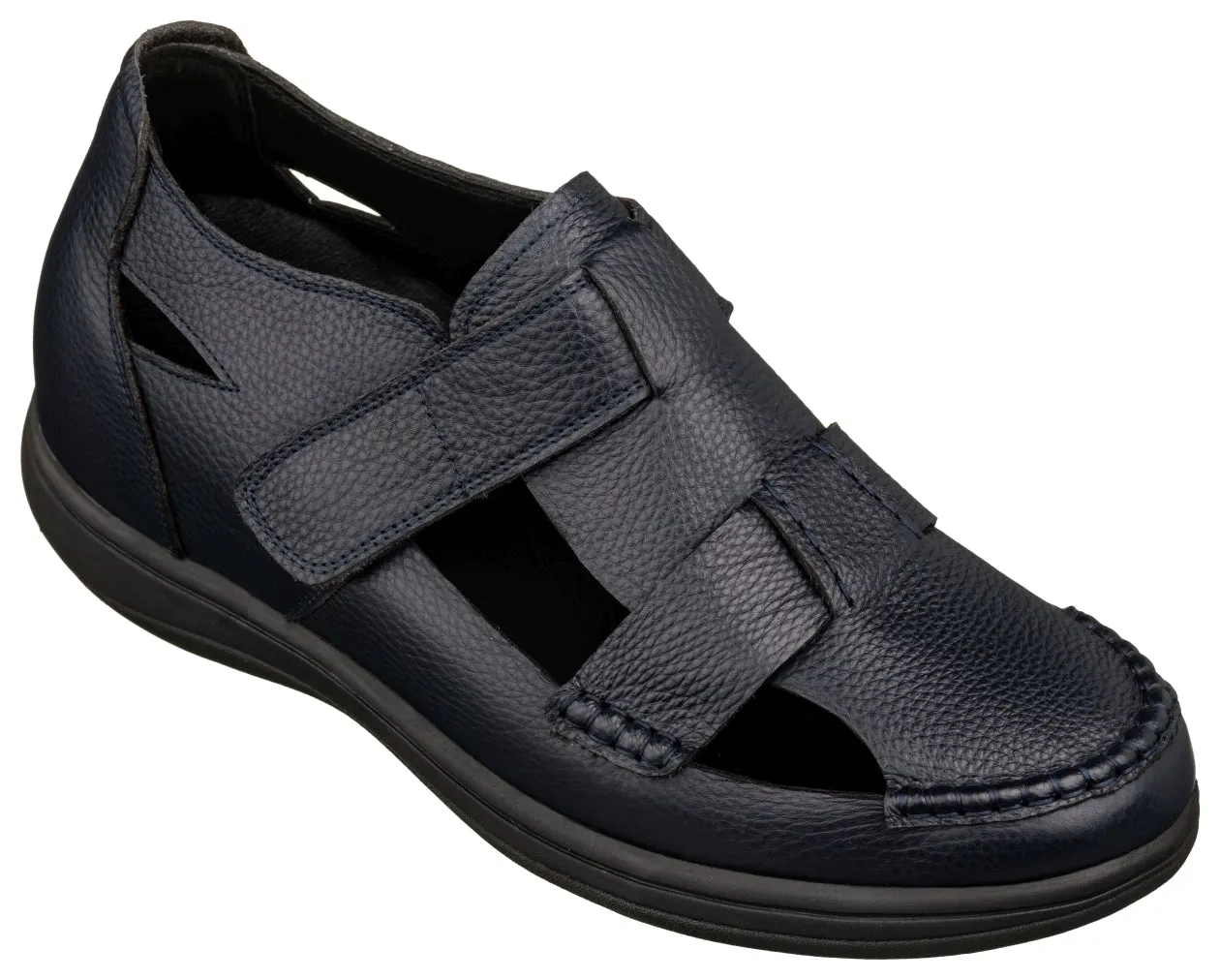 CALTO - K2663 - 3.2 Inches Taller (Navy Blue) - Casual Fisherman Sandal