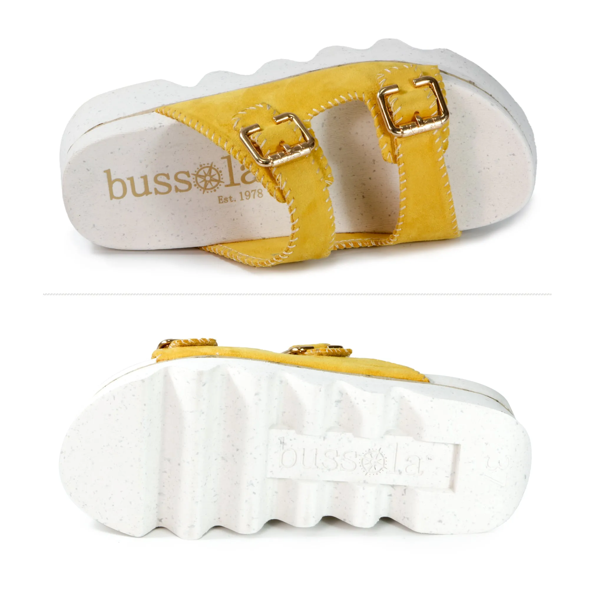 Capri Buckle Strap Slide Sandals (Daffodil)
