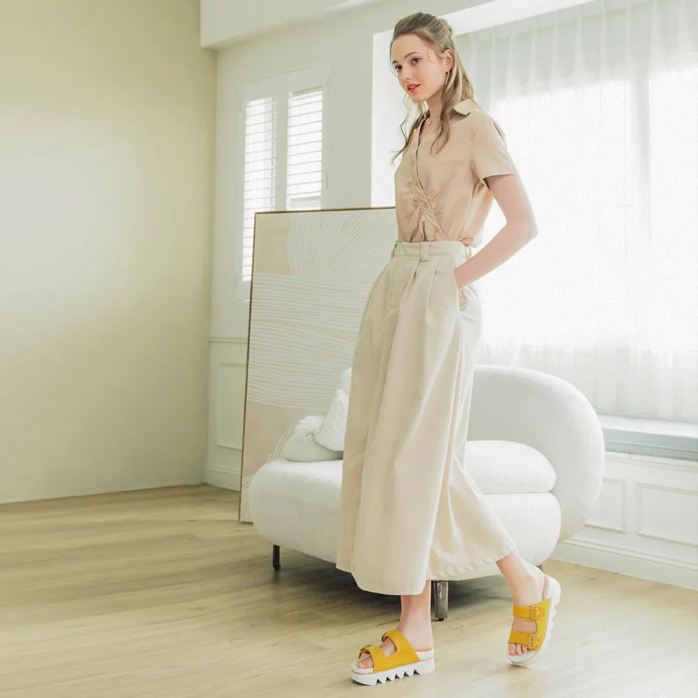 Capri Buckle Strap Slide Sandals (Daffodil)