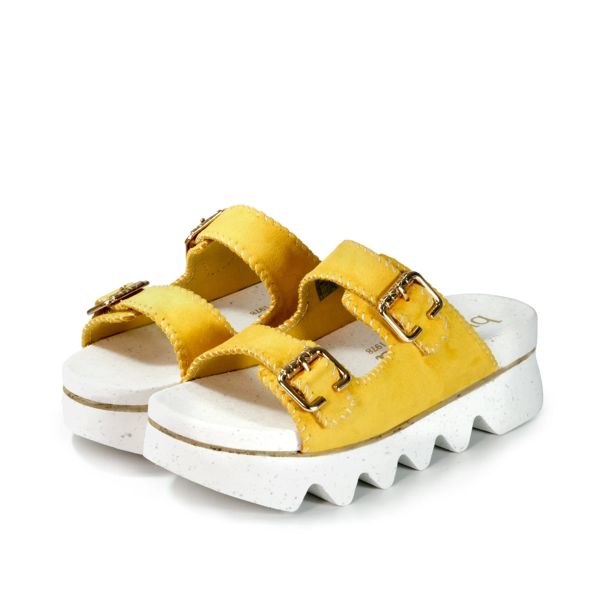 Capri Buckle Strap Slide Sandals (Daffodil)