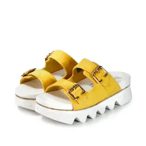 Capri Buckle Strap Slide Sandals (Daffodil)