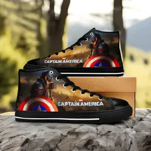 Captain America End Game Shoes High Top Sneakers for Kids and Adults