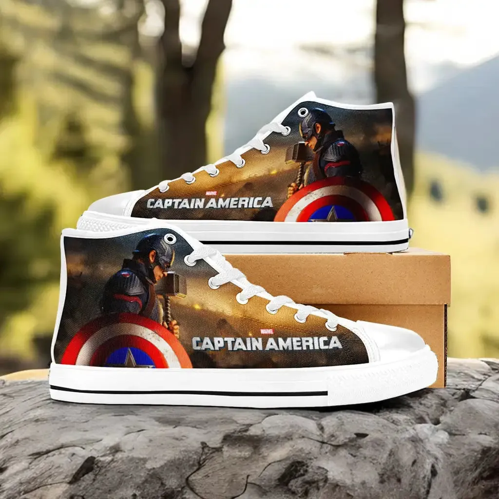 Captain America End Game Shoes High Top Sneakers for Kids and Adults