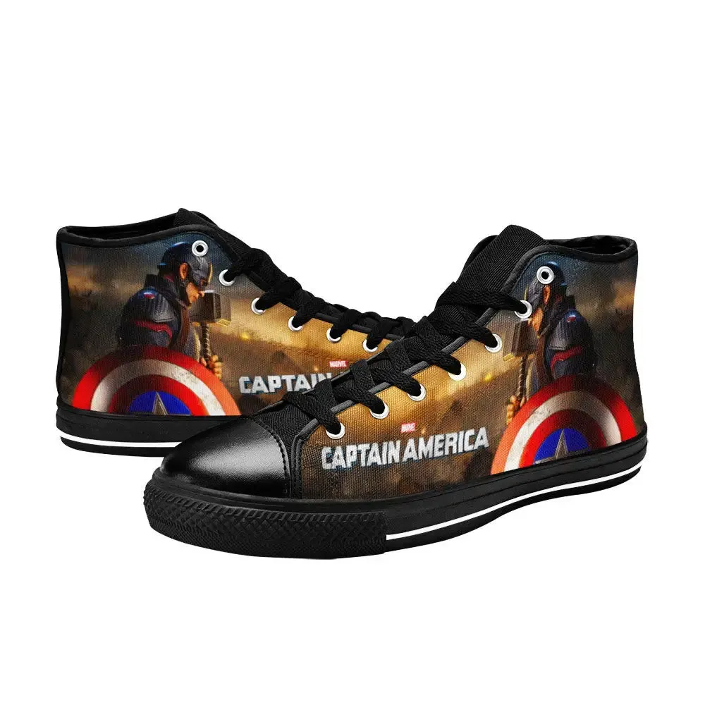 Captain America End Game Shoes High Top Sneakers for Kids and Adults