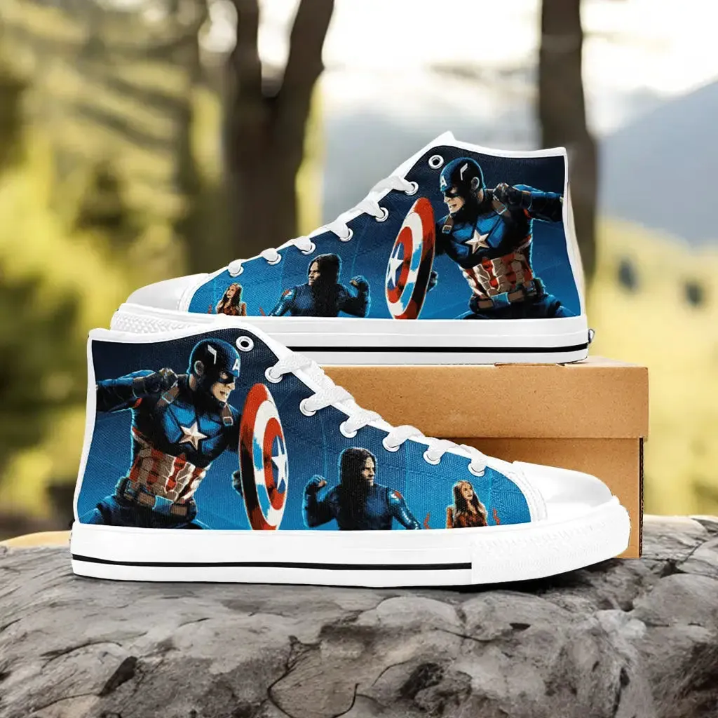 Captain America Winter Soldier Shoes High Top Sneakers for Kids and Adults