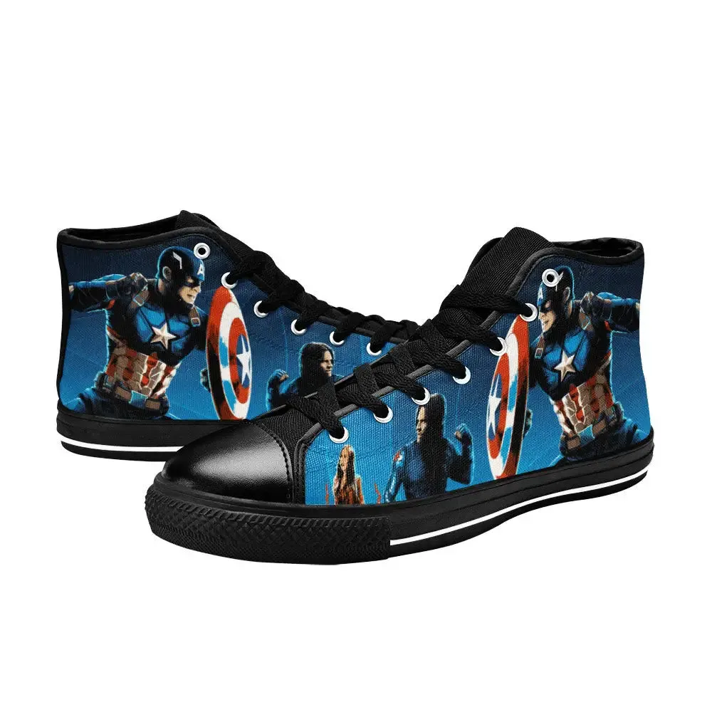 Captain America Winter Soldier Shoes High Top Sneakers for Kids and Adults
