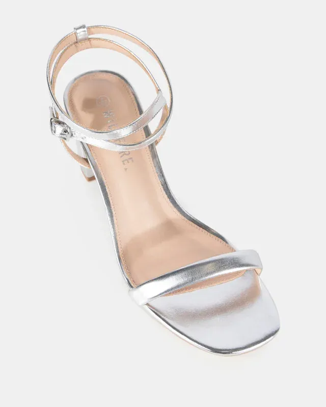 Captivate Silver Strappy High Heel