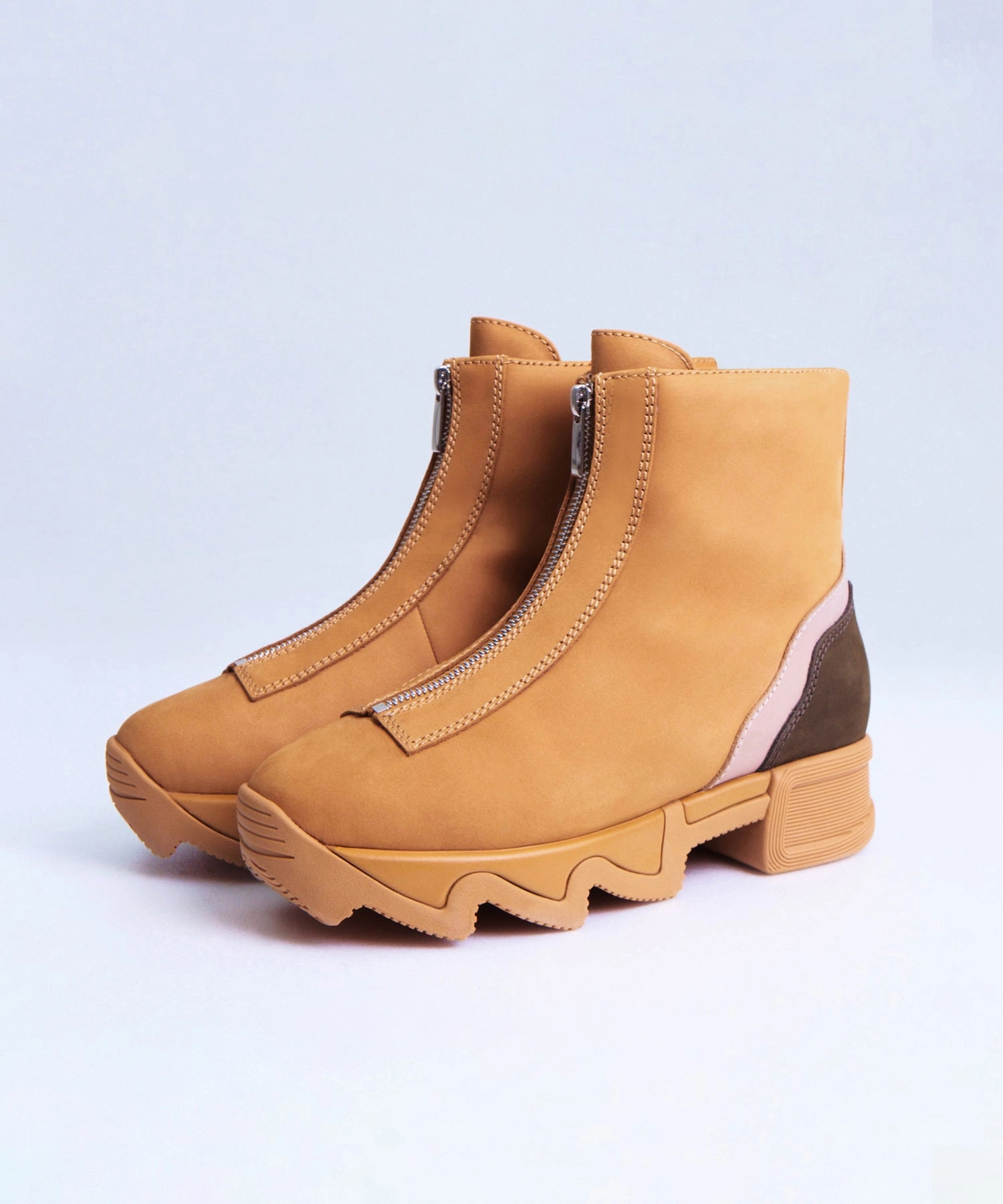 Odele Camel Zip-Up Boot Reflective Safety Details All-Weather Design