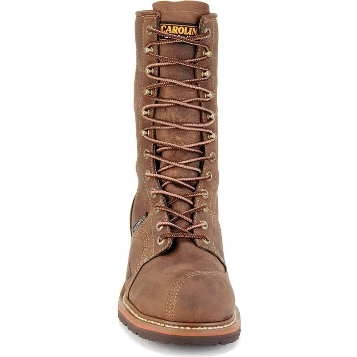 Carolina Men's Linesman 10" Soft Toe Waterproof Slip Resist Work Boot -Brown- CA904