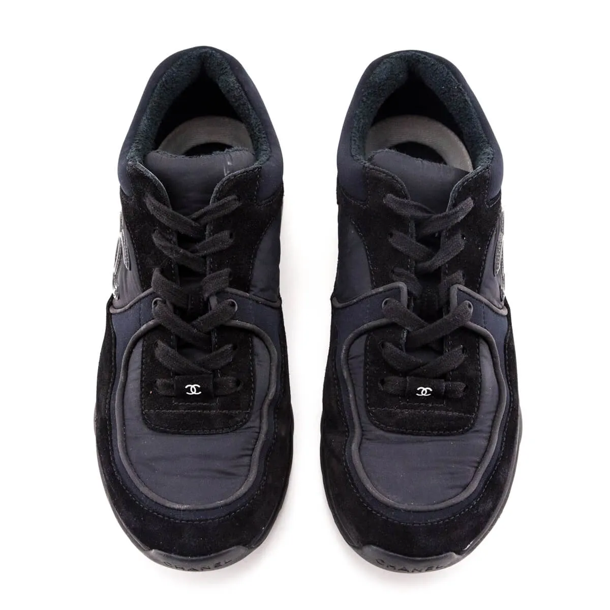 Chanel Black Suede CC Sneakers Size US 10 | EU 40