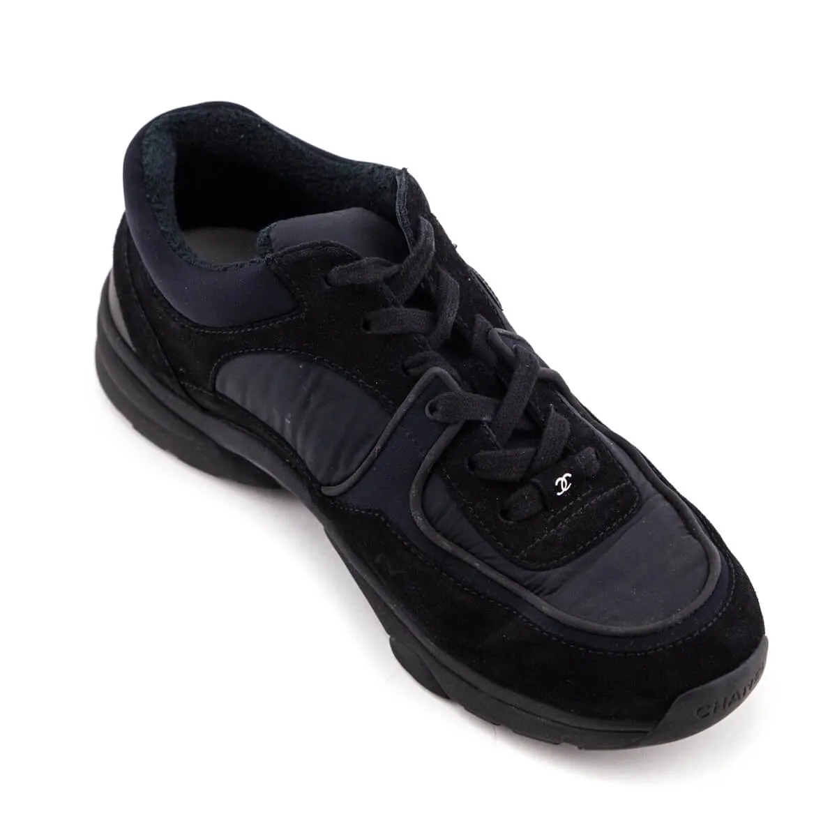 Chanel Black Suede CC Sneakers Size US 10 | EU 40