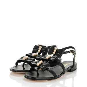CHANEL CC PEARL BOW GLADIATOR SANDALS