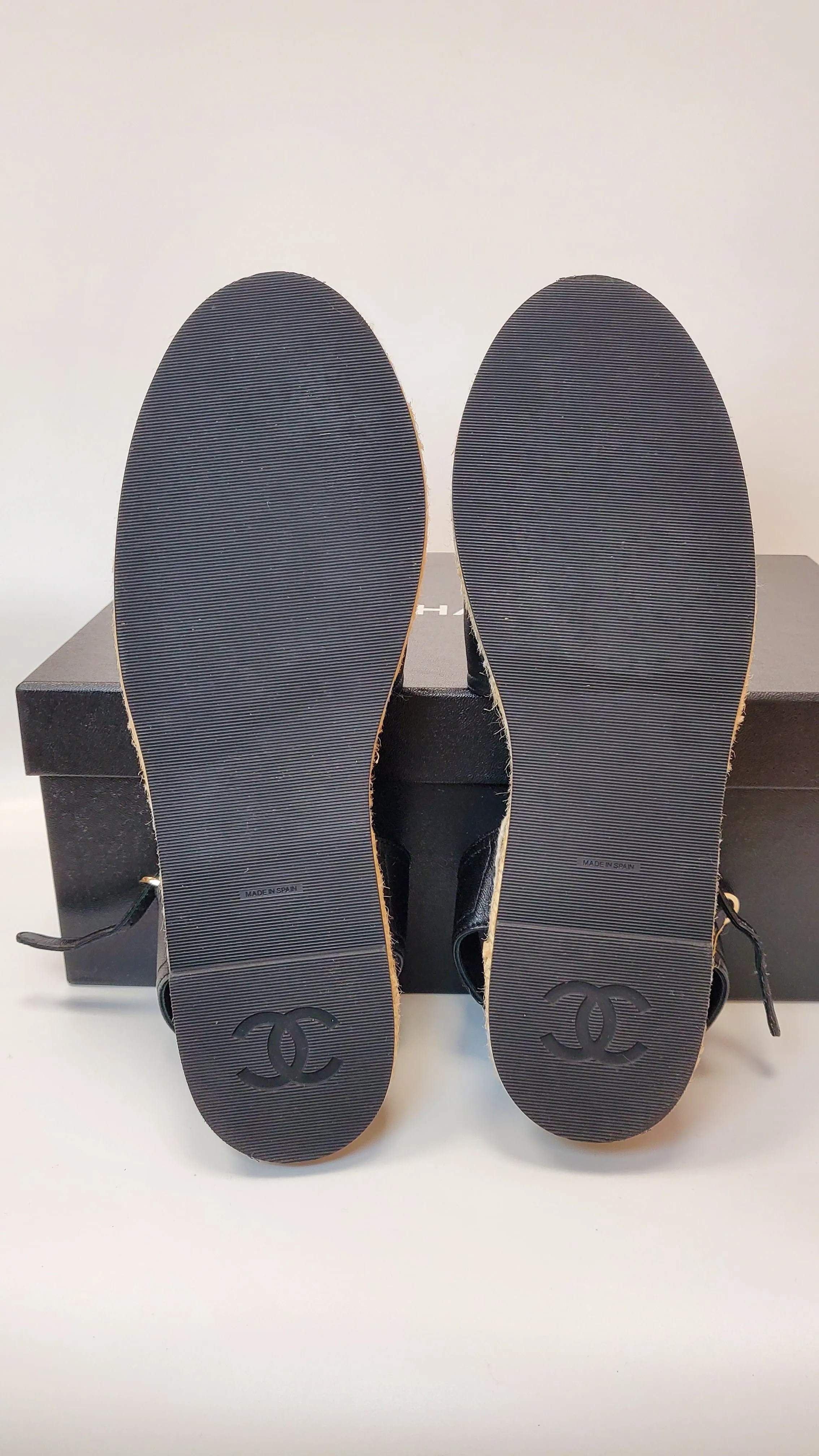 Chanel Espadrilles Slingback Black Lambskin EU39 SKC1135