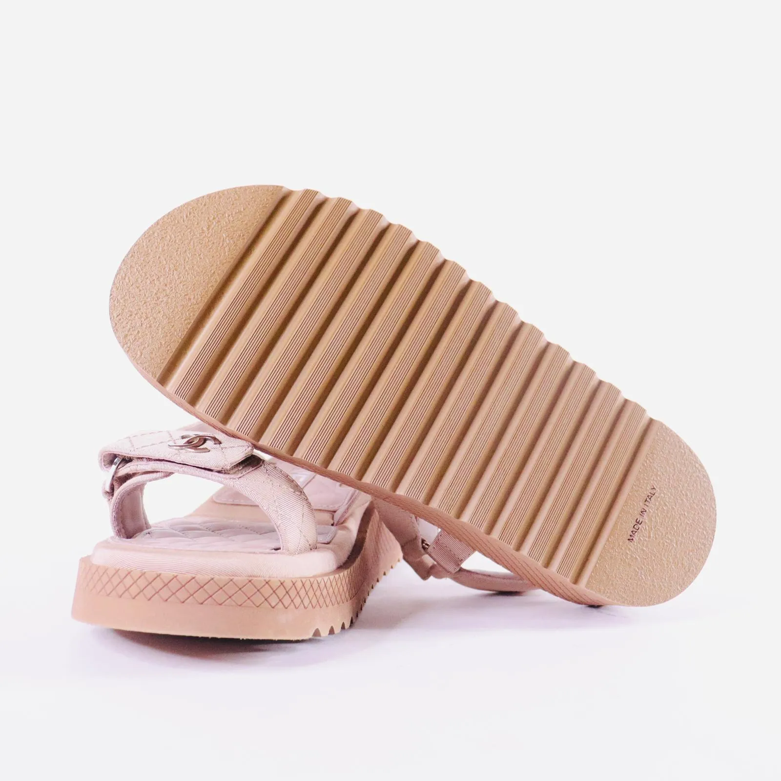 CHANEL Lambskin Logo Platform Sandals