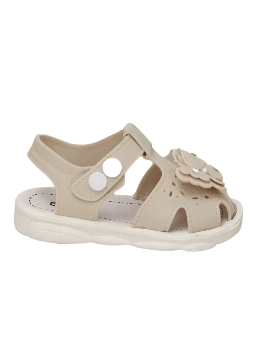 Charming Butterfly Embellished Sandals For Girls- Beige