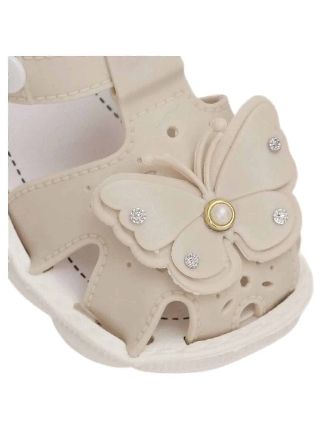Charming Butterfly Embellished Sandals For Girls- Beige