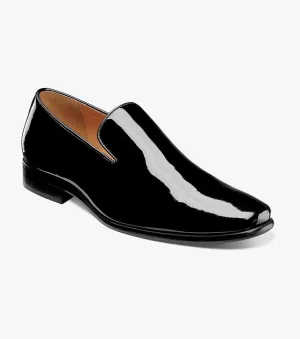 Checked Postino Plain Toe Slip On-Black Patent | Florsheim rainy Chunky Heel Postino Plain Toe Slip On-Black Patent | Florsheim